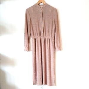 Vintage California Girl Tan Sweater Dress With Pockets Elastic Waist